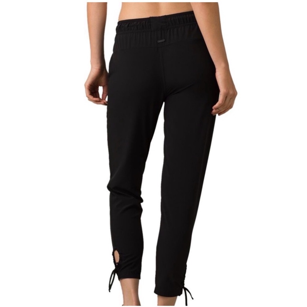Prana Cantu Black Hiking Pants Women Medium Tulip Tie Ankle Active
